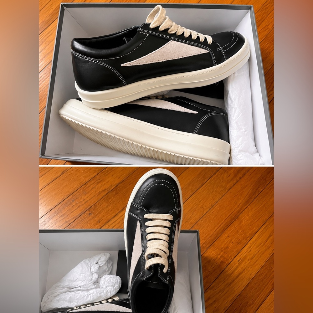 Rick Owens Black Leather Sneakers Size 41 w/ Box